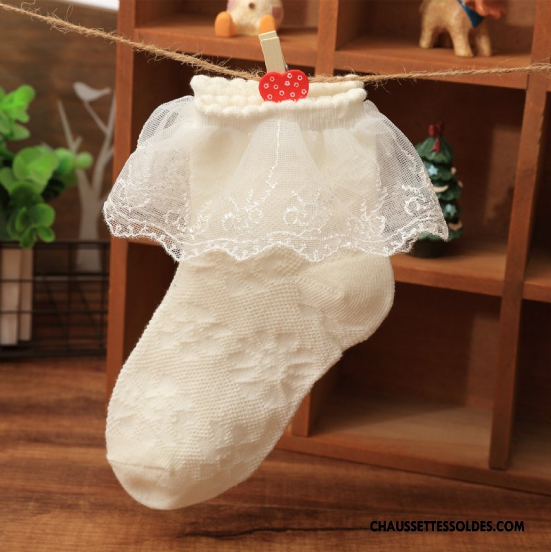 Chaussettes Courtes Fille Clair Dentelle Coton Bio Mince Chaussettes En Coton Enfant Blanc Jaune