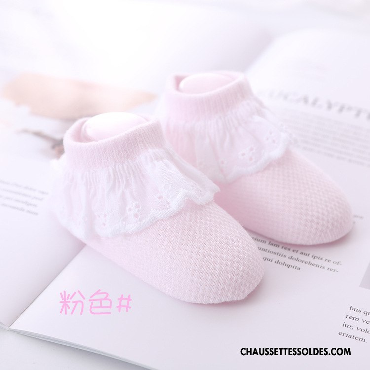 Chaussettes Courtes Fille Coton Bio Princesse Mode Printemps Enfant Simple Blanc Rose