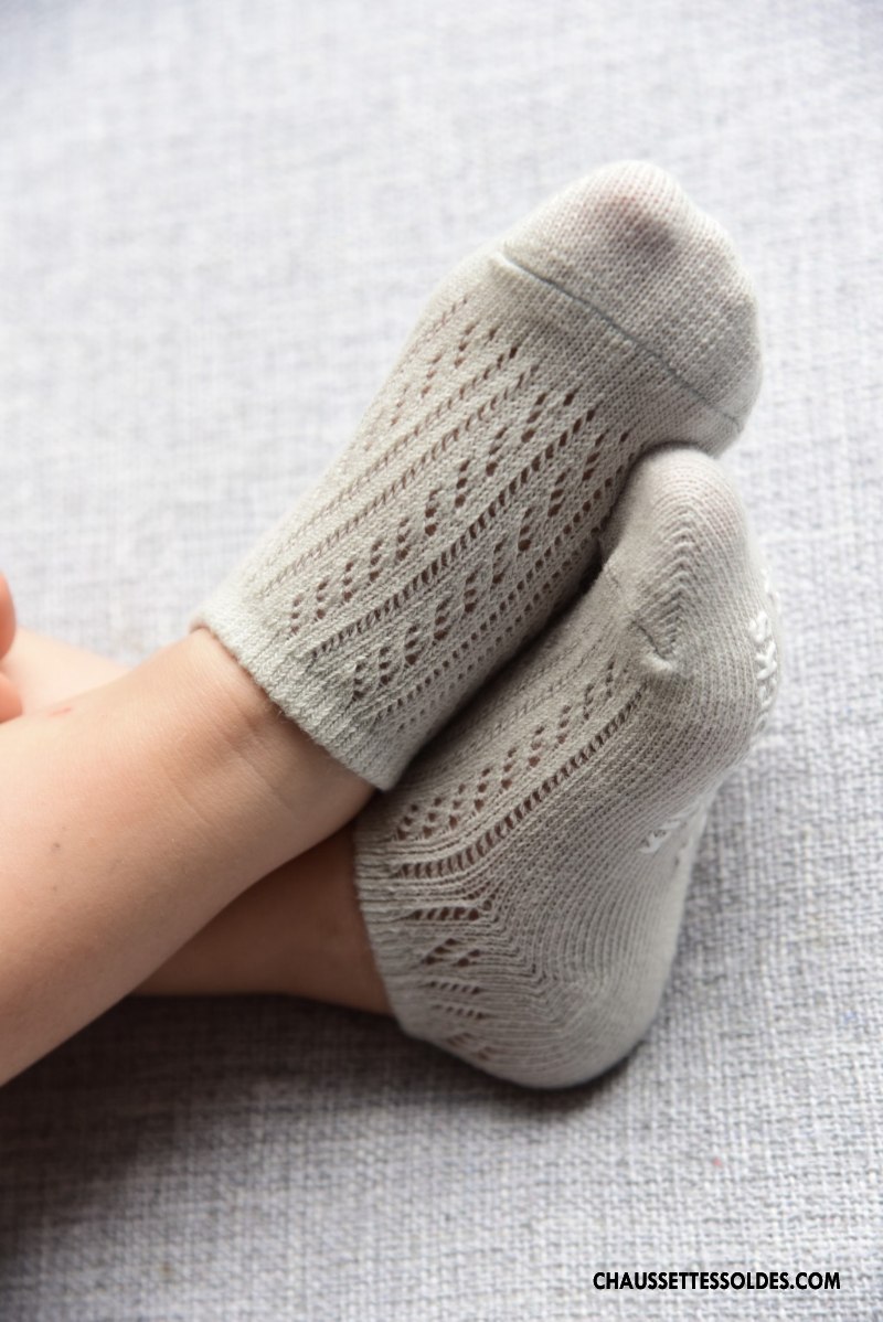 Chaussettes Courtes Fille Creux Guipure Gros Été Enfant Engrener Chaussettes En Coton Gris