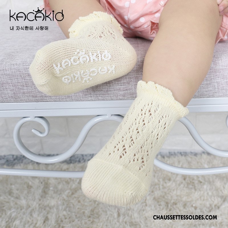 Chaussettes Courtes Fille Cuisse Fishnet Le Nouveau Dentelle Été Chaussettes En Coton Creux Guipure Jaune