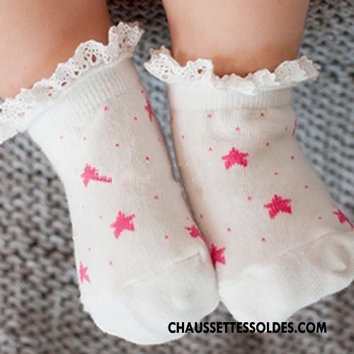 Chaussettes Courtes Fille Dentelle Étoile Bébé Printemps Chaussette Basse Coupée Enfant Blanc