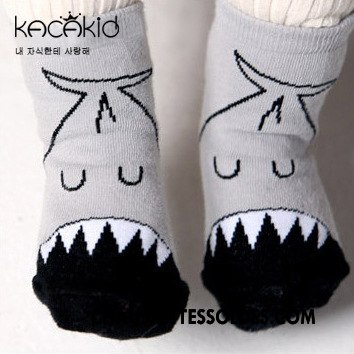 Chaussettes Courtes Fille Dessin Animé Enfant Antidérapant Charmant 100% Coton Chaussette Courte Gris