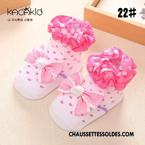Chaussettes Courtes Fille Dessin Animé Printemps Enfant Papillon L'automne Dentelle Rose