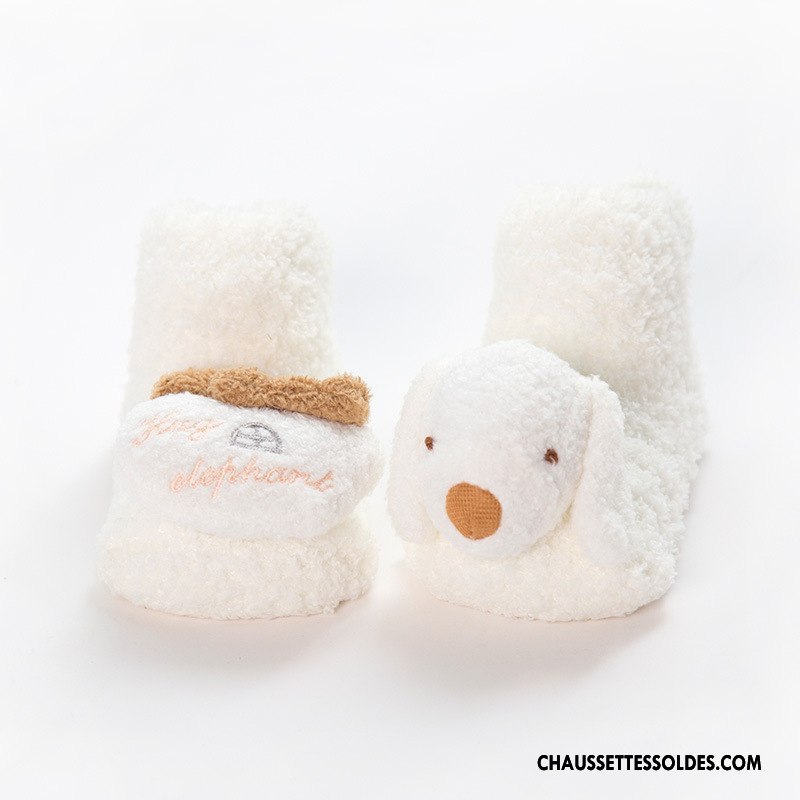 Chaussettes Courtes Fille Dessin Animé Renforcé Antidérapant Nouveau Bébé Hiver Blanc