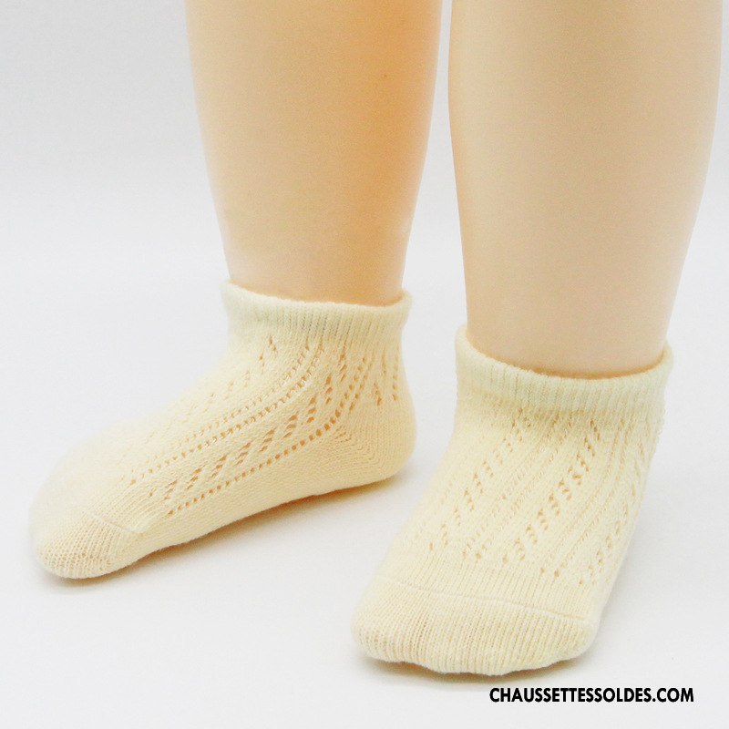 Chaussettes Courtes Fille Enfant Bébé Respirant Engrener Été Coton Bio Jaune