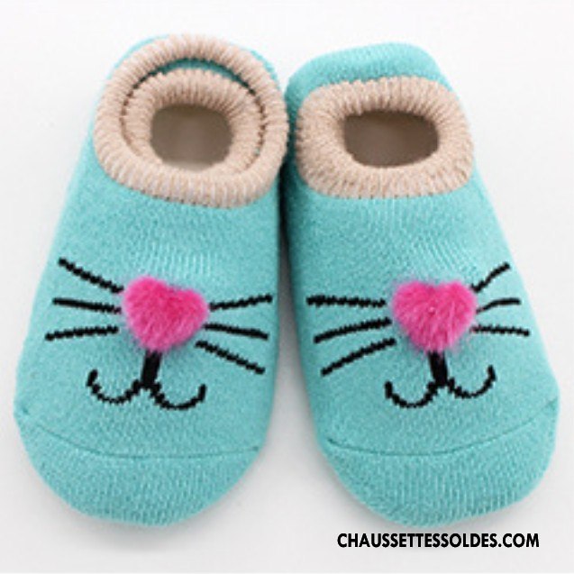 Chaussettes Courtes Fille Enfant Chaussette Basse Coupée Coton Bio Renforcé L'automne Antidérapant Bleu