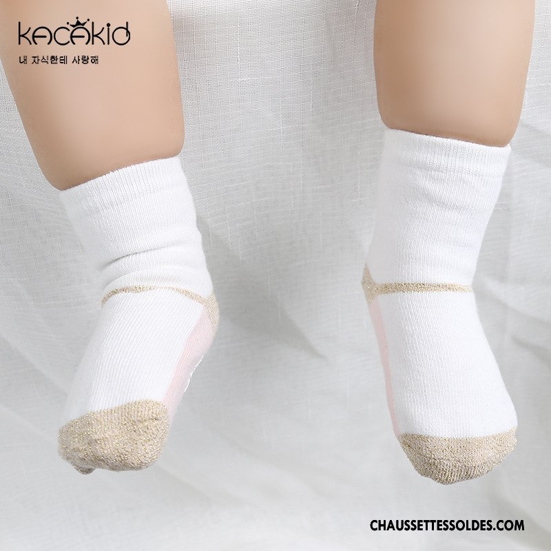 Chaussettes Courtes Fille Enfant Derbies Antidérapant Chaussette Courte L'automne 100% Coton Blanc