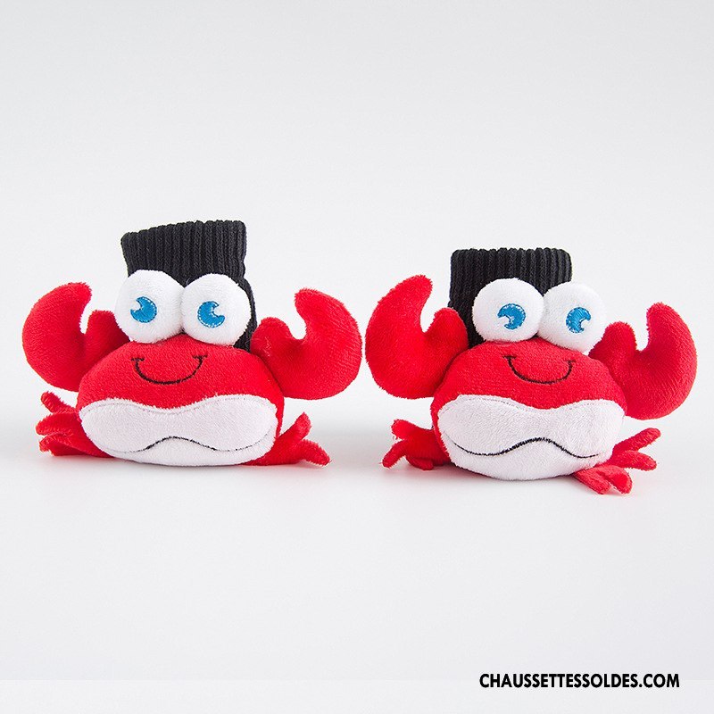 Chaussettes Courtes Fille Enfant Peluche Matelassé Créatif Charmant Gros Rouge
