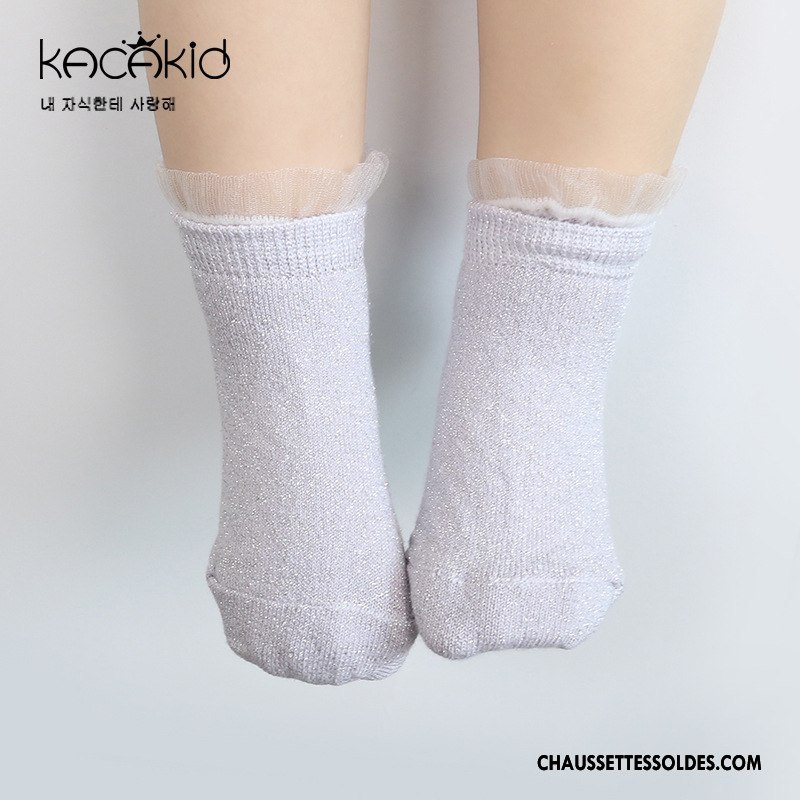 Chaussettes Courtes Fille Enfant Printemps Dentelle Femme Yarn Net Été Or Argent Gris