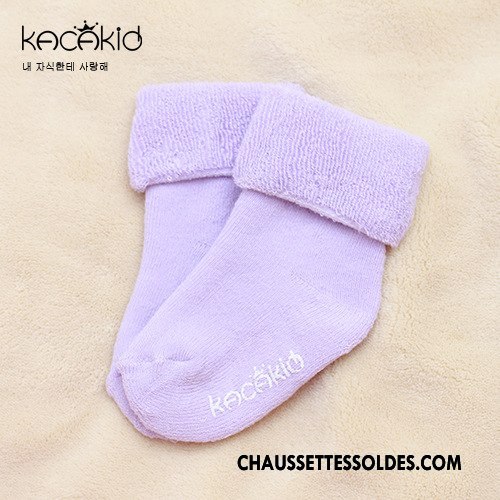 Chaussettes Courtes Fille Enfant Renforcé Terry Hiver L'automne Tous Les Assortis Pure Violet