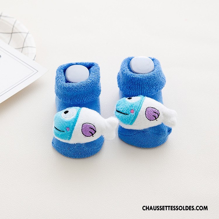 Chaussettes Courtes Fille Enfant Terry Le Nouveau Renforcé Dessin Animé Hiver Bleu Marin