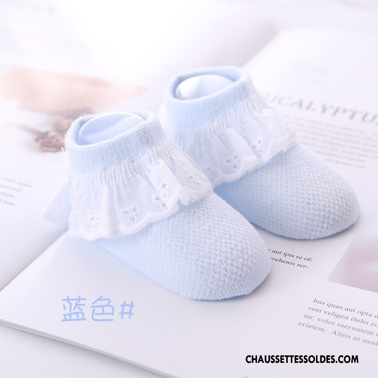 Chaussettes Courtes Fille Engrener Princesse Clair Femme Coton Bio Dentelle Bleu Blanc
