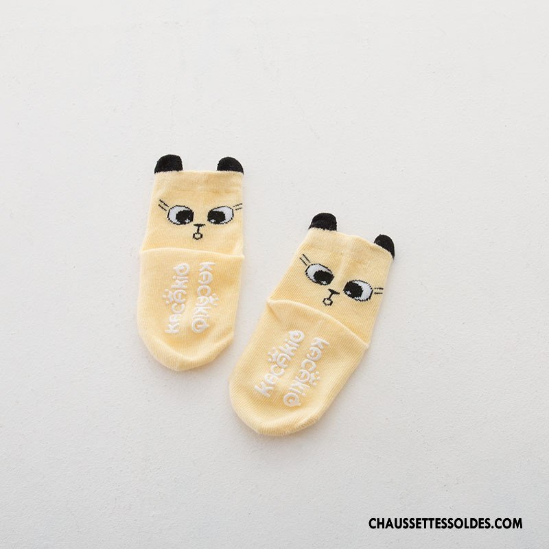 Chaussettes Courtes Fille Femme 100% Coton Antidérapant Gros Homme Bébé Jaune