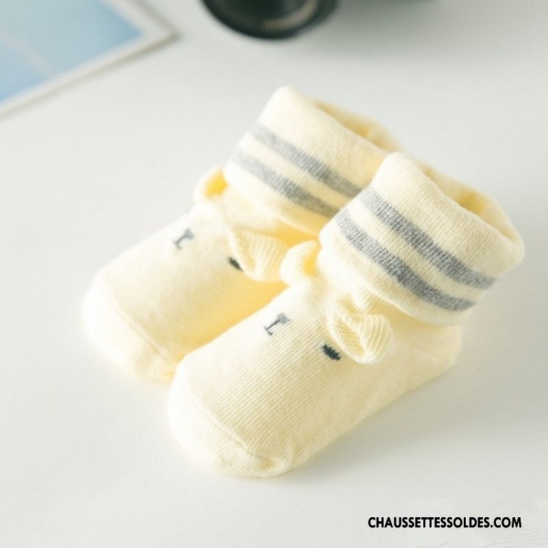 Chaussettes Courtes Fille Flambage Chaussettes En Coton Bébé Homme Chaussette Courte Femme Jaune