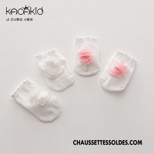 Chaussettes Courtes Fille Fleurs Enfant Bois Dimensionnel Femme Bébé Blanc