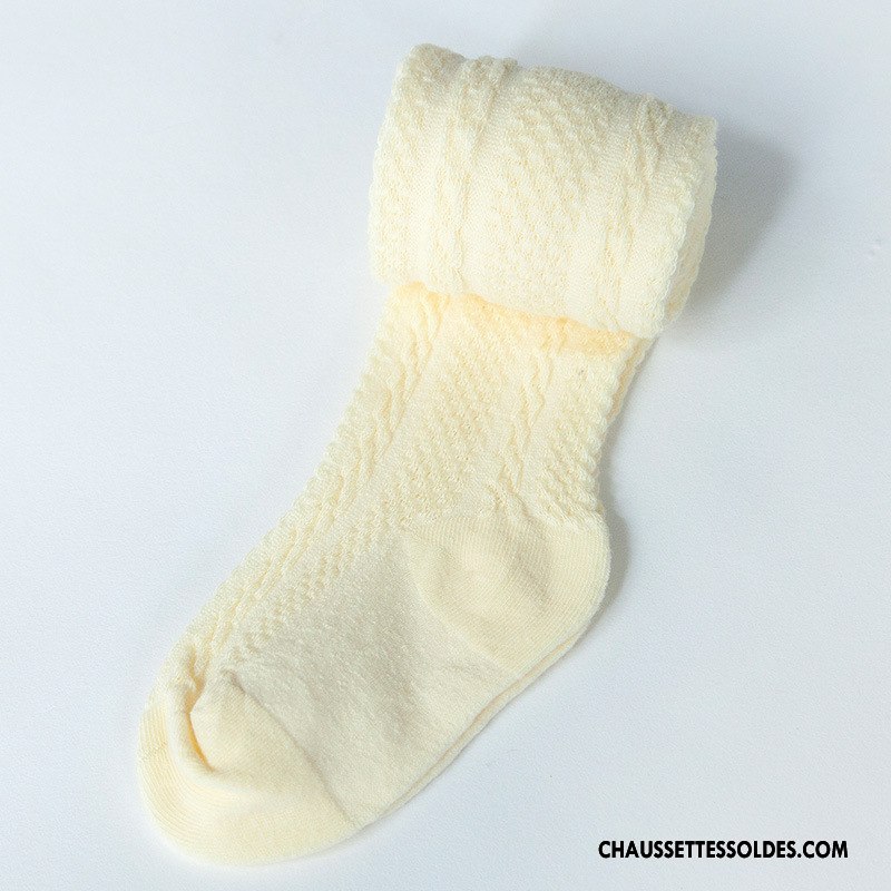 Chaussettes Courtes Fille Gros Engrener Légère Femme Bébé Lin Jaune