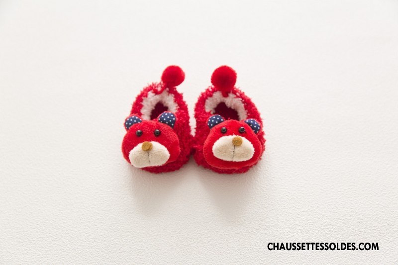 Chaussettes Courtes Fille Hiver Bébé Animal Enfant Dimensionnel Dessin Animé Bordeaux
