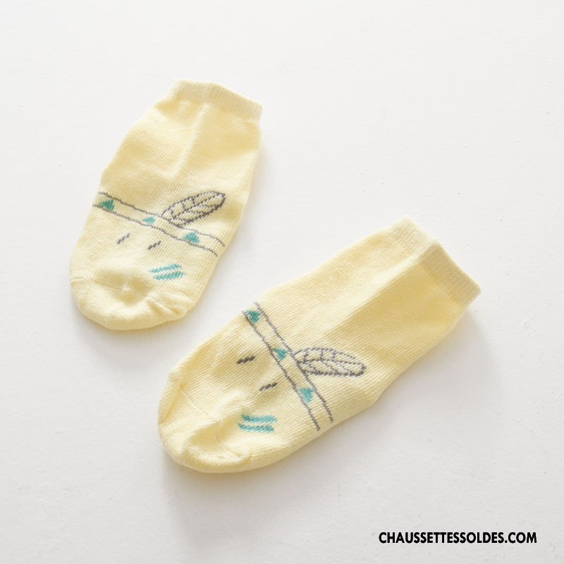 Chaussettes Courtes Fille Homme Dessin Animé Charmant Bébé Chaussettes En Coton Printemps Jaune