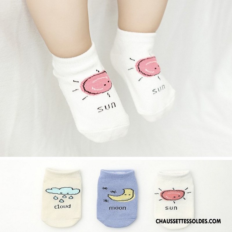 Chaussettes Courtes Fille Le Nouveau Enfant Bouche Libre Chaussette Basse Coupée Dessin Animé 100% Coton Blanc