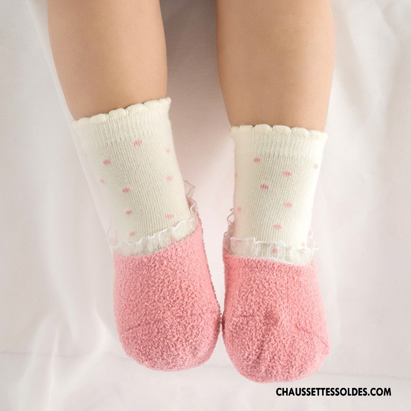 Chaussettes Courtes Fille Nouveau Hiver Renforcé Enfant L'automne Bébé Rose