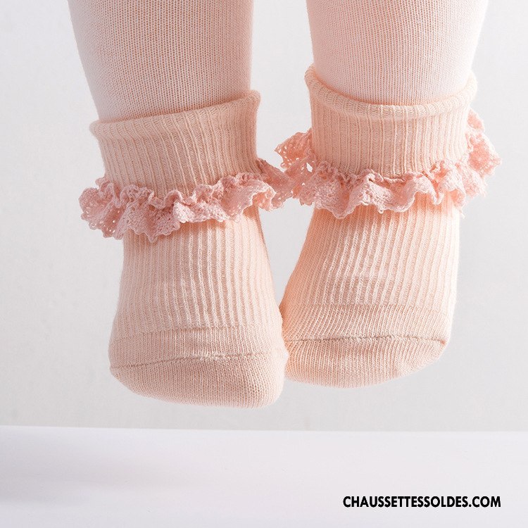 Chaussettes Courtes Fille Orange Bouche Libre Dentelle Matelassé Antidérapant Le Nouveau