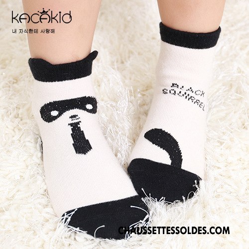 Chaussettes Courtes Fille Ours Enfant Chaussettes En Coton Bébé Charmant Asymétrie Blanc