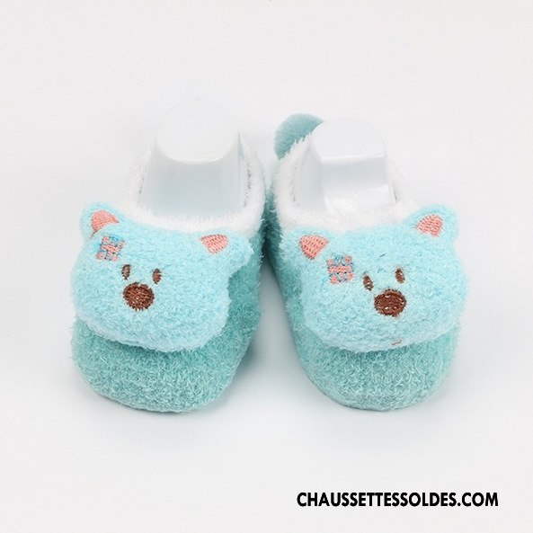 Chaussettes Courtes Fille Plume Style Chaud L'automne Hiver Bébé Yarn Bleu