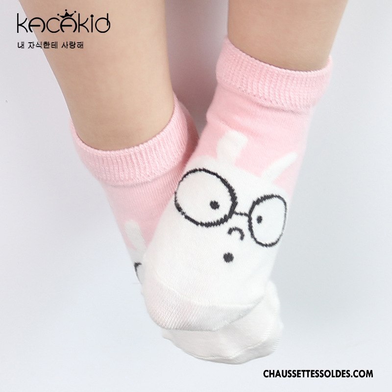 Chaussettes Courtes Fille Printemps L'automne Matelassé Dessin Animé Chaussette Courte Enfant Blanc Rose