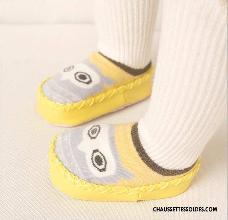 Chaussettes Courtes Fille Printemps Le Nouveau Bébé Cuir Antidérapant L'automne Jaune