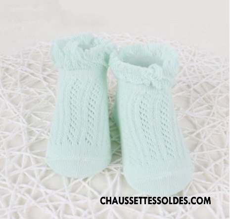 Chaussettes Courtes Fille Printemps Été Princesse Antidérapant Dentelle Bébé Bleu
