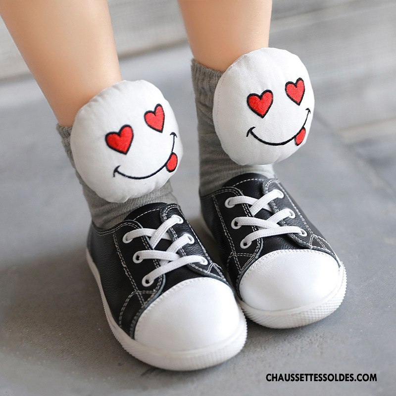 Chaussettes Courtes Fille Tendance Souriant Enfant Original Gros Charmant Gris