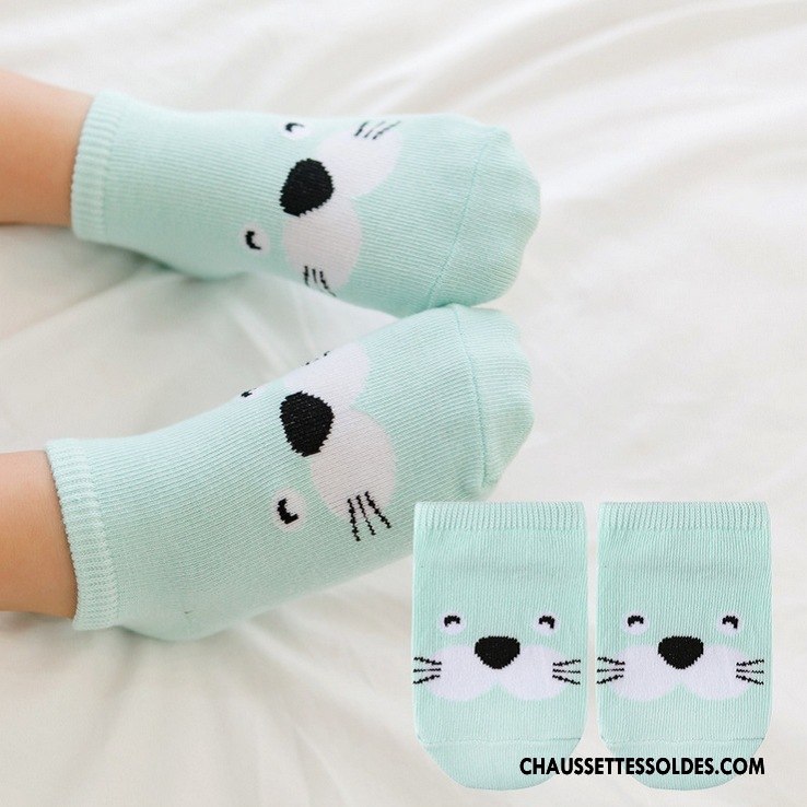 Chaussettes Courtes Fille Été Chaussette Courte Chaussette Basse Coupée Animal Enfant Antidérapant Vert