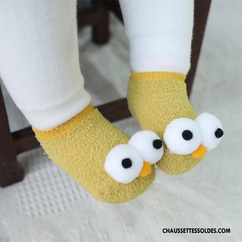 Chaussettes Courtes Fille Œil Le Nouveau Bébé Gros Enfant Chaussette Basse Coupée Jaune