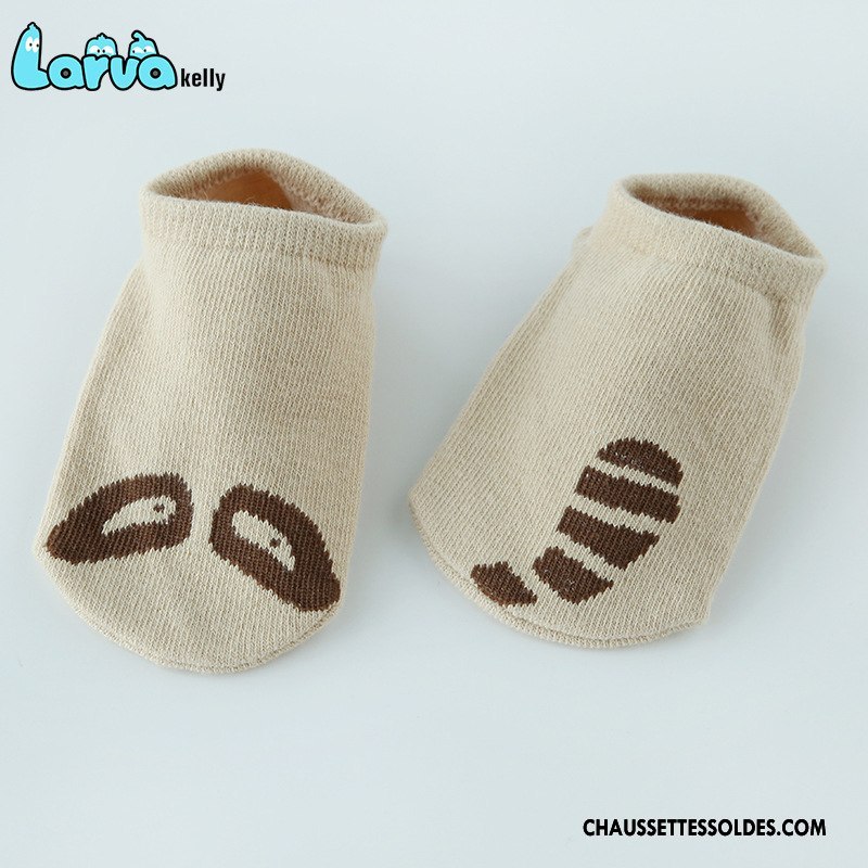Chaussettes Courtes Garçon Asymétrie Bébé Lapin Kaki Ours Antidérapant