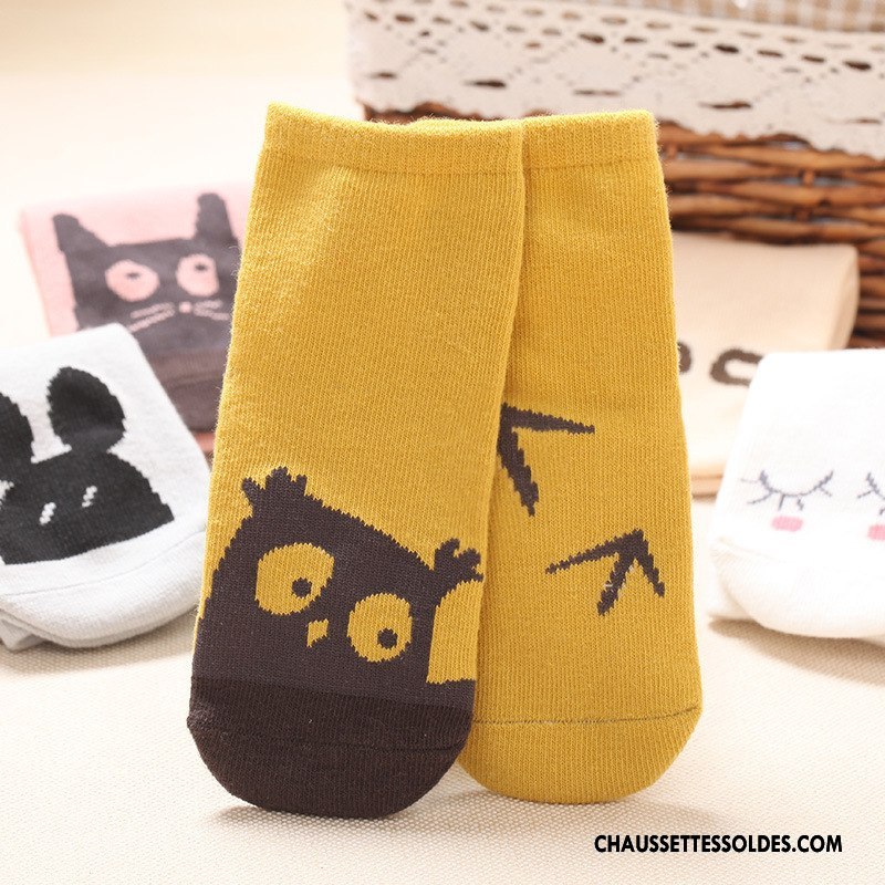 Chaussettes Courtes Garçon Asymétrie Le Nouveau Bébé Enfant Printemps Coton Bio Jaune