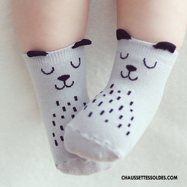 Chaussettes Courtes Garçon Bébé Dessin Animé Antidérapant Chaussette Courte Enfant Coton Bio Gris