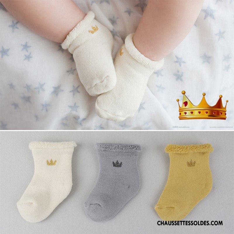 Chaussettes Courtes Garçon Bébé Terry Chaussette Courte Beige Renforcé Dimensionnel Blanc