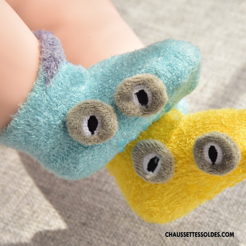Chaussettes Courtes Garçon Bébé Yarn Antidérapant Dessin Animé Plume Le Nouveau Bleu