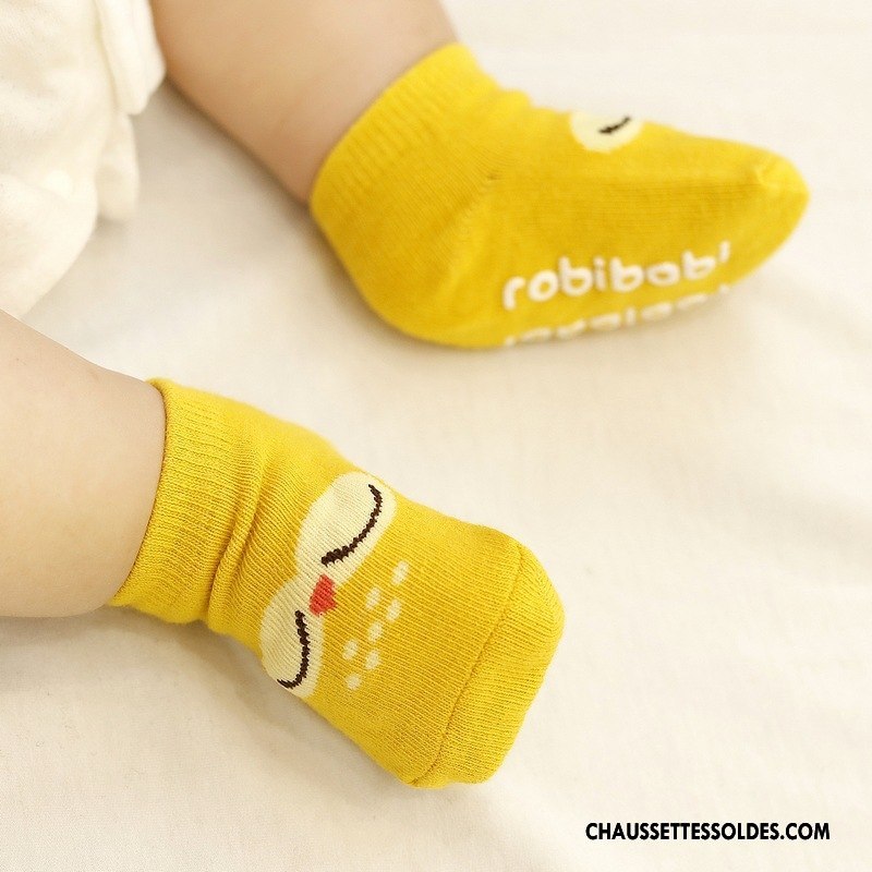 Chaussettes Courtes Garçon Chaussette Basse Coupée Enfant Invisible Chaussettes En Coton Dessin Animé Bébé Jaune