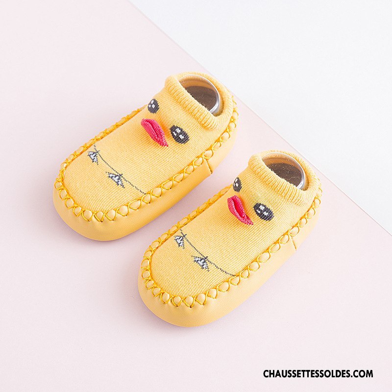 Chaussettes Courtes Garçon Dessin Animé Enfant Charmant Bébé Antidérapant Jaune