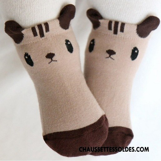 Chaussettes Courtes Garçon Dessin Animé Ours Bébé Dimensionnel 100% Coton Enfant Marron / Brun