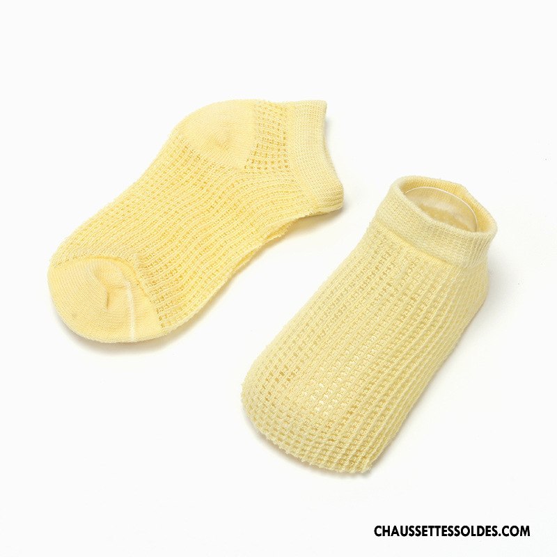 Chaussettes Courtes Garçon Enfant Été Femme Respirant Bébé Engrener Jaune Clair