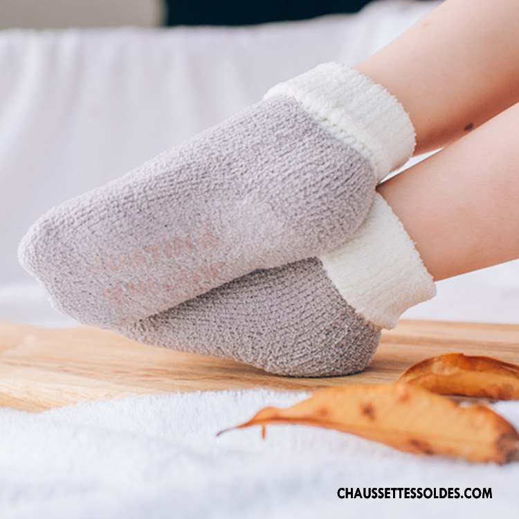 Chaussettes Courtes Garçon Hiver Serviette Enfant Flambage Thermiques L'automne Couleurs De Bonbons Gris