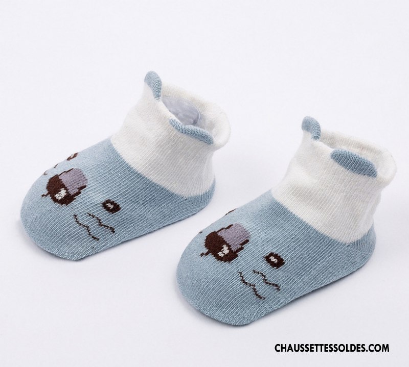 Chaussettes Courtes Garçon Printemps 100% Coton Été Matelassé Animal Dessin Animé Bleu