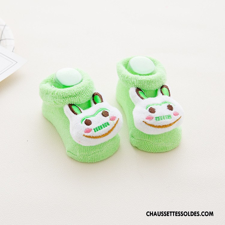 Chaussettes Courtes Garçon Renforcé Le Nouveau Bébé Terry Dessin Animé Thermiques Vert