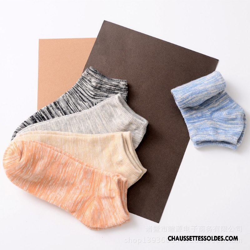 Chaussettes Courtes Homme 100% Coton Chaussette Courte Matelassé Chaussette Basse Coupée Rétro Style National Bleu Clair