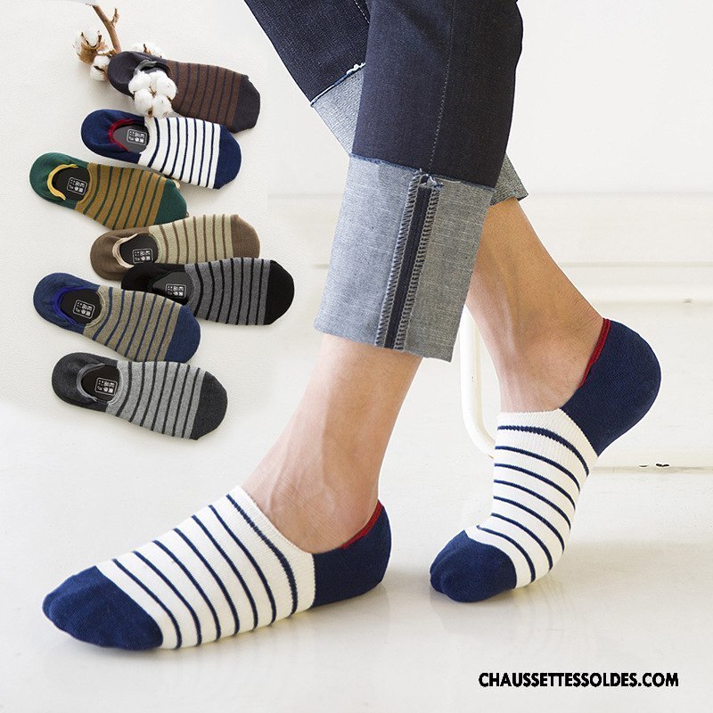 Chaussettes Courtes Homme 100% Coton Le Nouveau Hiver Rayé L'automne Clair