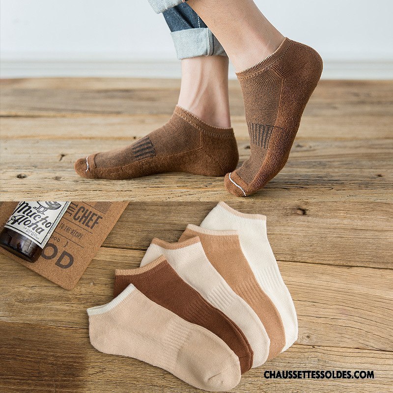 Chaussettes Courtes Homme 100% Coton Le Nouveau Hiver Terry L'automne Personnalité Pure Marron / Brun