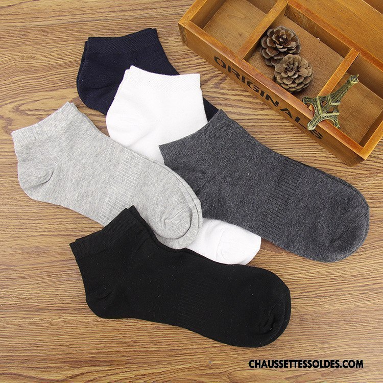 Chaussettes Courtes Homme 100% Coton Printemps Été Le Nouveau De Travail Chaussette Basse Coupée Pure Gris