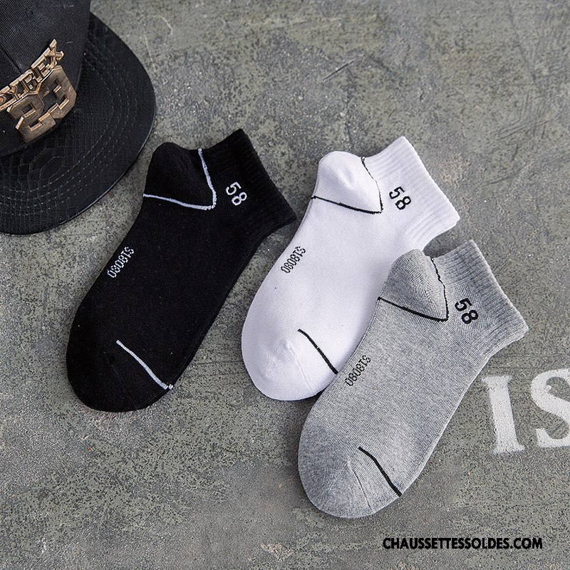 Chaussettes Courtes Homme 100% Coton Tendance Toutes Les Saisons Anti-odeur Femme Numérique Blanc Noir Gris